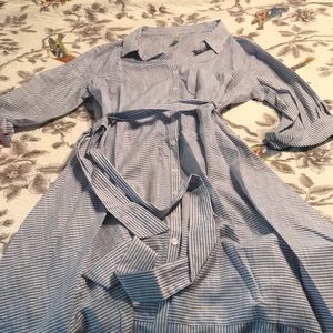 Beautiful lightweight uneven hem linen Shirtdress